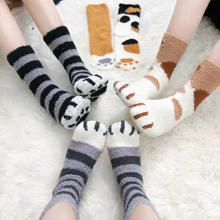 【1斤称】珊瑚绒猫爪袜_约15双
