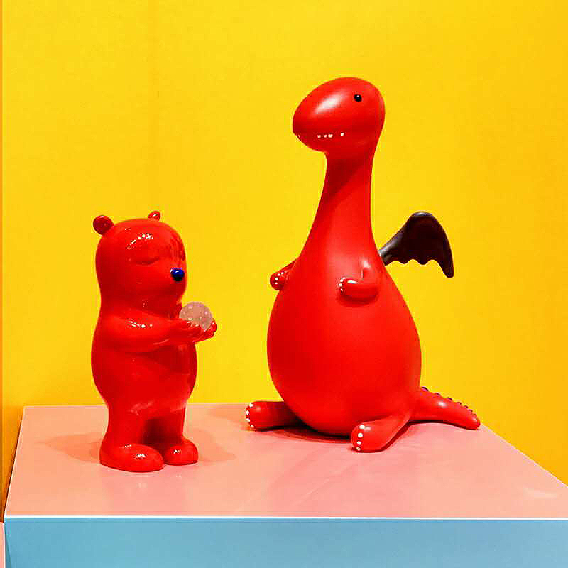 艺术家张占占pupu熊一捧签名限量版雕塑潮玩公仔桌面创意摆件