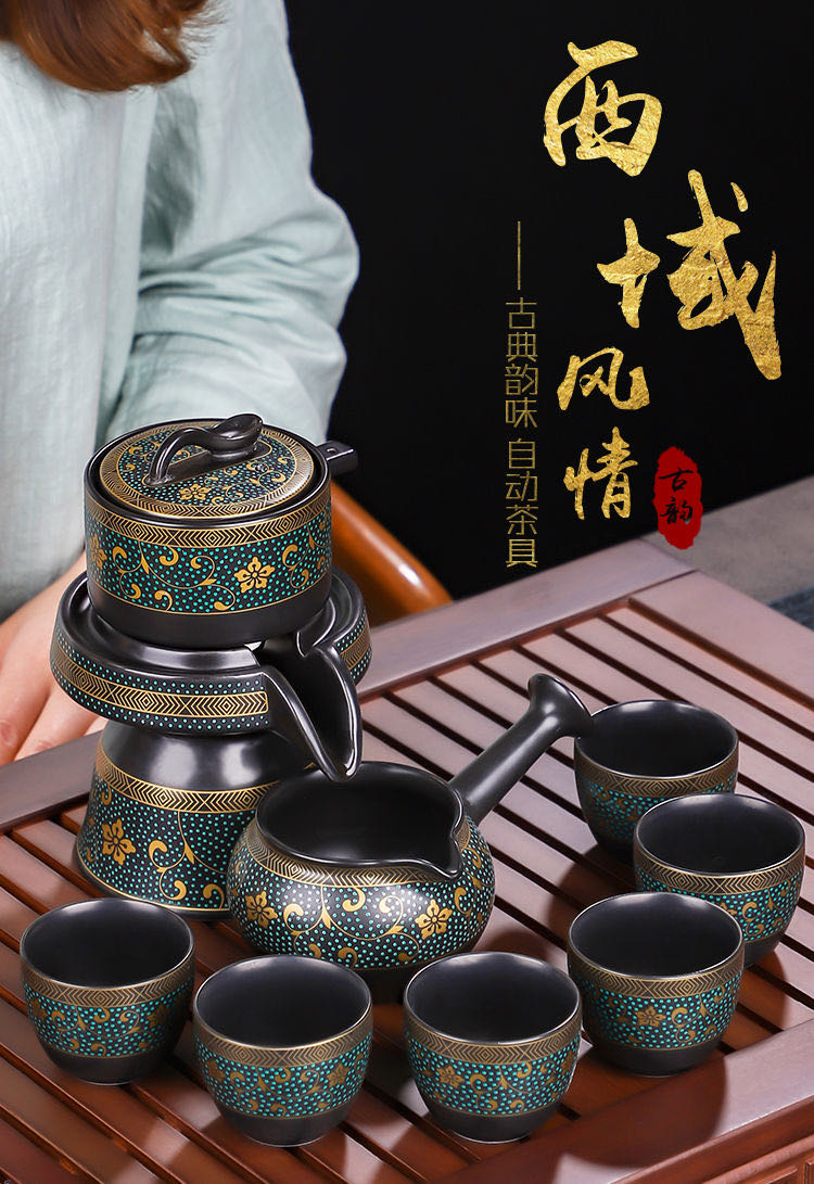 紫滕花语石墨自动茶具懒人套装旋转出水防烫茶具toobigdata带货数据