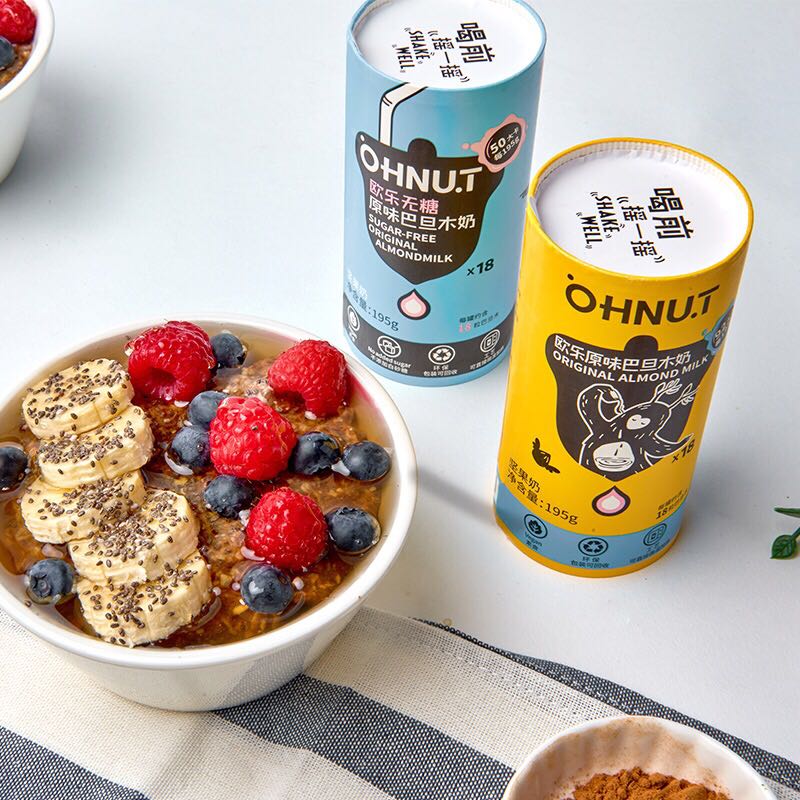 ohnut欧乐0蔗糖低卡巴旦木奶健身营养植物蛋白饮料早餐奶195g*6罐