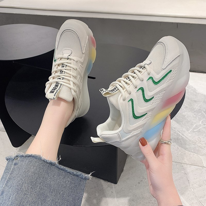 新款炫彩彩虹吸模底老爹鞋