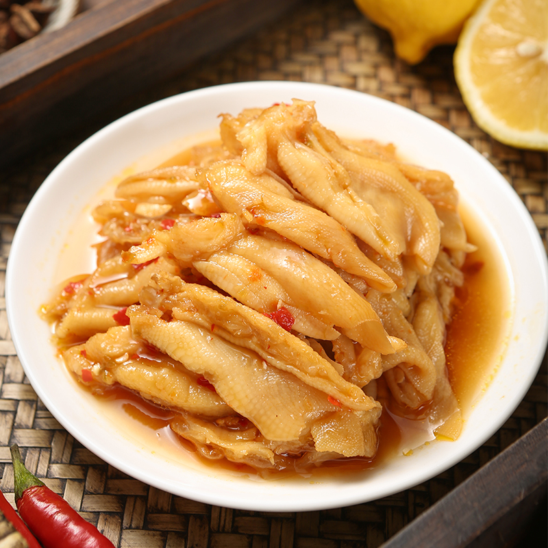 川当家柠檬酸辣去骨鸭掌200g即食辣味新鲜脱骨鸭脚芥末鸭掌